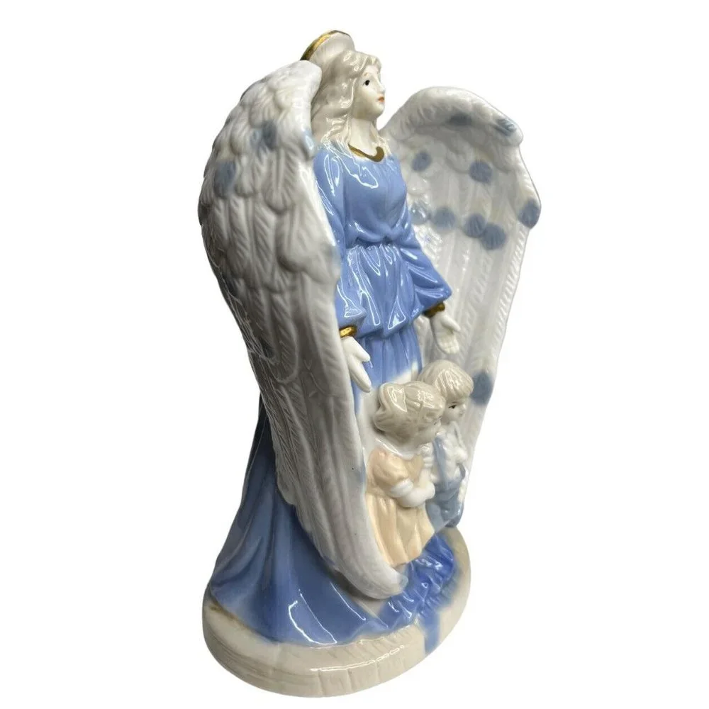 Guardian Angel Collectible Child Protecting Wings Spread Ceramic Figurine 8 Inch